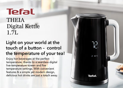 Tefal Digital Display Kettle 1.7L KO8508  Safe to touch, 5-temperature selection, 30min keepwarm,auto-off