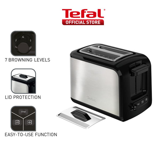 Tefal 2-Slots Stainless Steel Express Toaster with Lid 1.8kg TT410