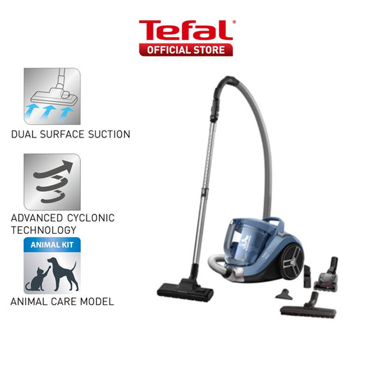 Tefal Compact Power Cyclonic Bagless Vacuum Cleaner TW4B71 - Advanced Cyclonic Technology, for all floors include parquet, hardwood, carpet, 4 included accessories