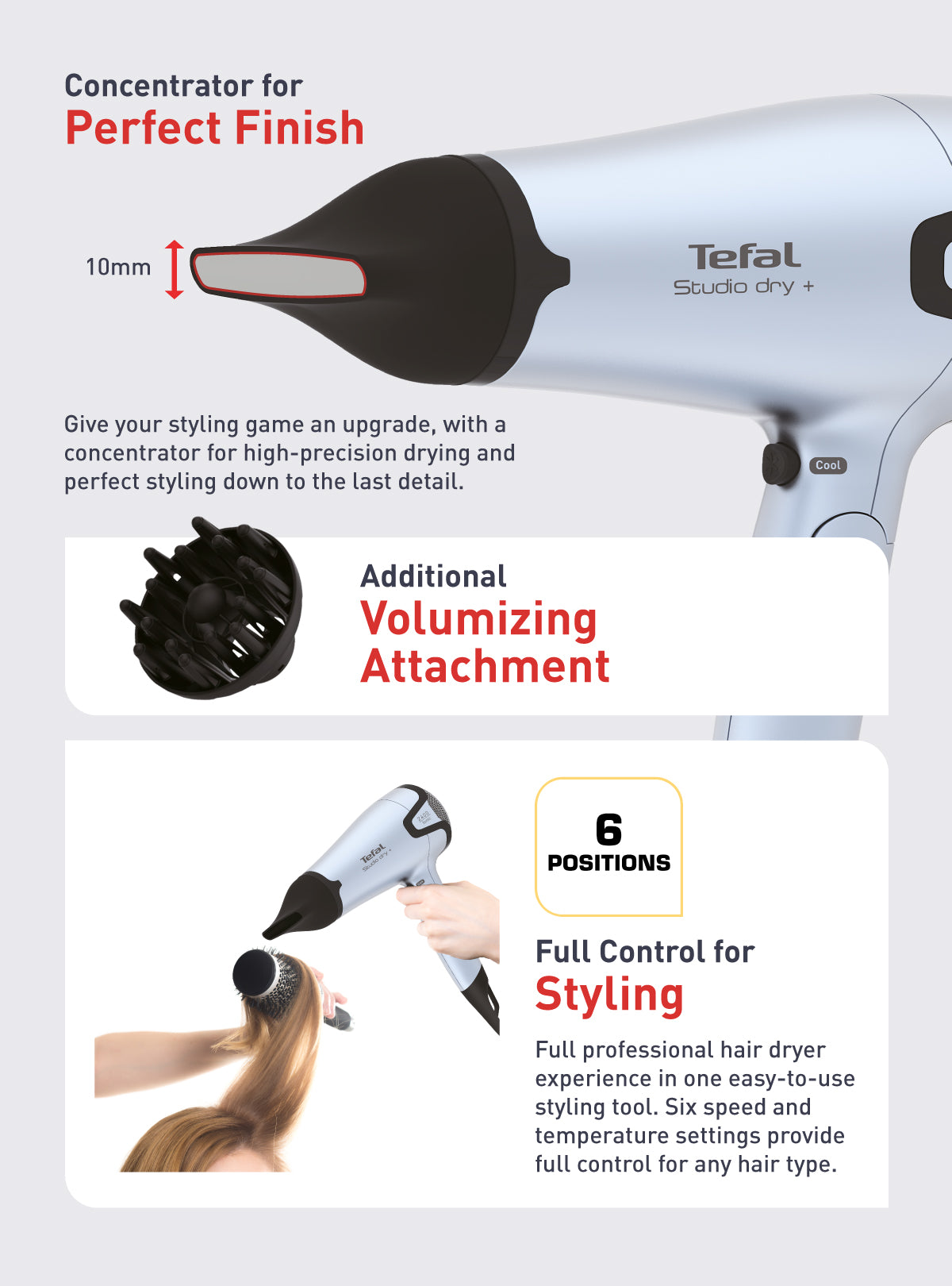 Tefal Hair Dryer Studio Dry + Foldable HV5464