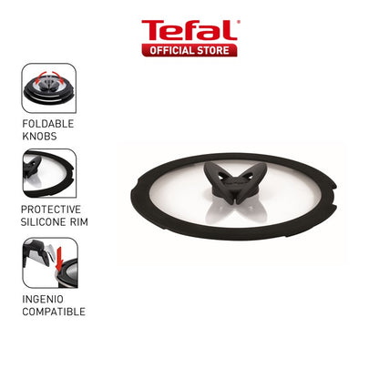 Tefal Ingenio Glass Lid, Hermetic Lid, Multi-diameter Lid 16cm/18cm/20cm/26cm/28cm