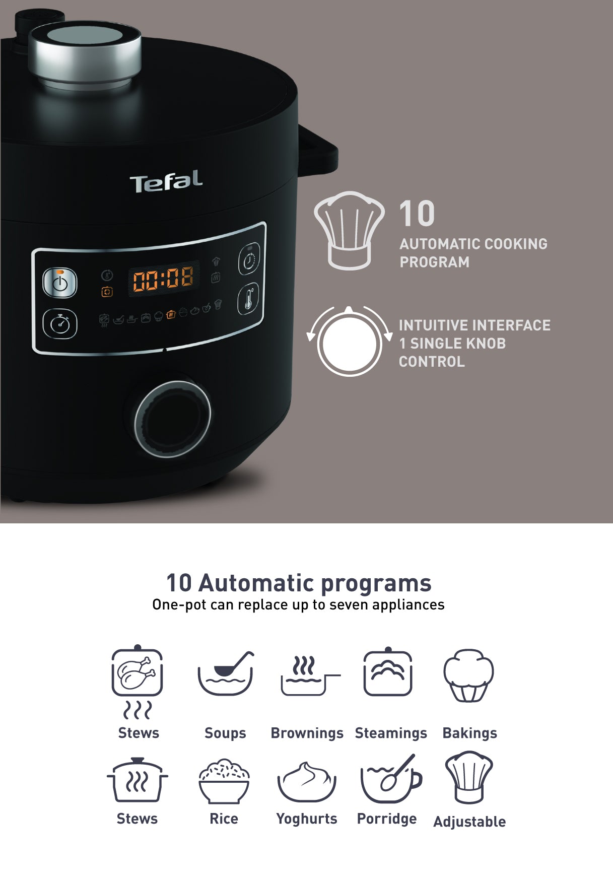 Tefal CY754 Turbo Cuisine Electric Pressure Cooker 5L