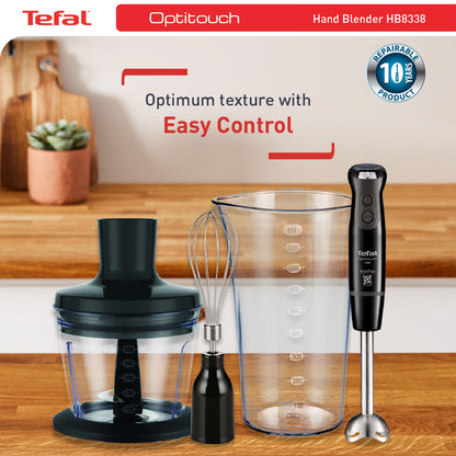 Tefal Hand Blender Optitouch HB8338, 600W, Ergonomic handle, Anti-splash guard, ActiveFlow technology, Optimal texture control