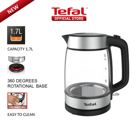 Tefal Heat Resistant Glass Housing Kettle with Removable Limescale Filter 1.7L KI7008