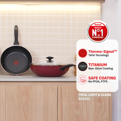 Tefal Light & Clean 3pcs Set (FP26cm+WP32cm w/lid) B224S3