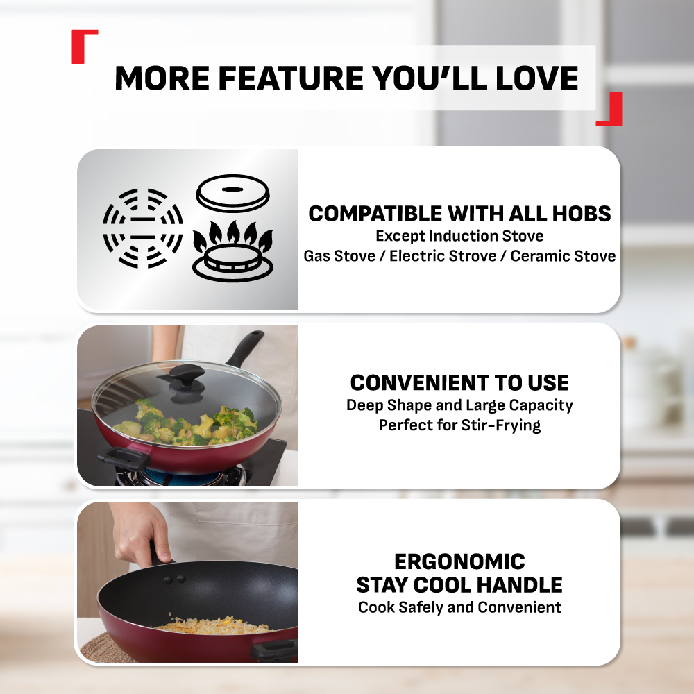 Tefal Light & Clean 3pcs Set (FP26cm+WP32cm w/lid) B224S3