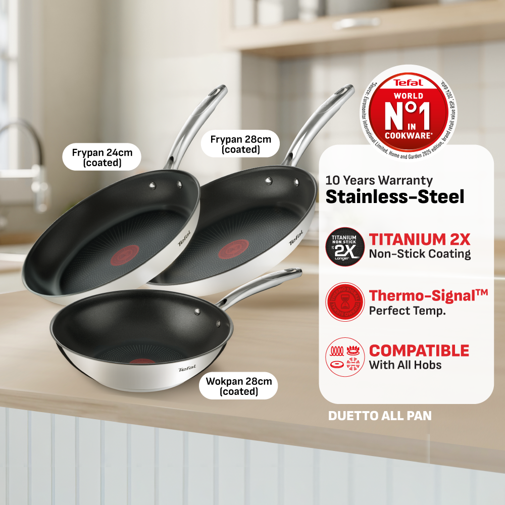 Tefal Duetto+ Range Saucepan, Stew Pot, Fry Pan, Wok Pan 18cm/20cm/24cm/28cm