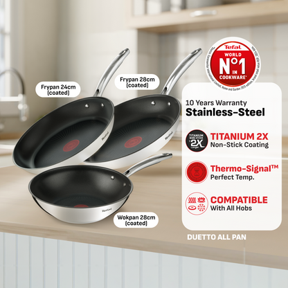 Tefal Duetto+ Range Saucepan, Stew Pot, Fry Pan, Wok Pan 18cm/20cm/24cm/28cm