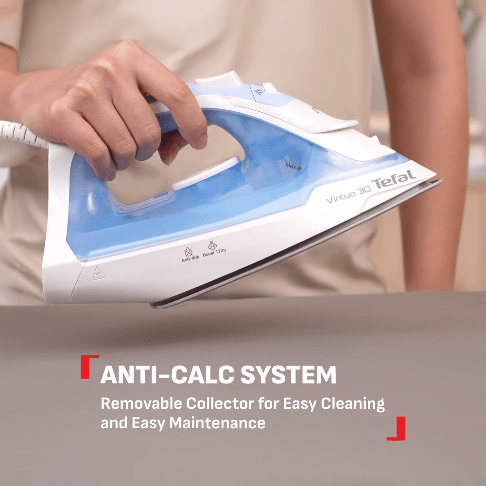 Tefal Virtuo 30 Steam Iron FV2C41 – Quick & Easy, Powerful 2000 Watts, Steam Boost 120g/min (FV1721 available)