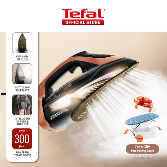 Tefal Ultimate Power Pro Steam Iron FV9E51 – 2990W, Durillium Airglide, AutoClean soleplate, Anti-drip, Made in France