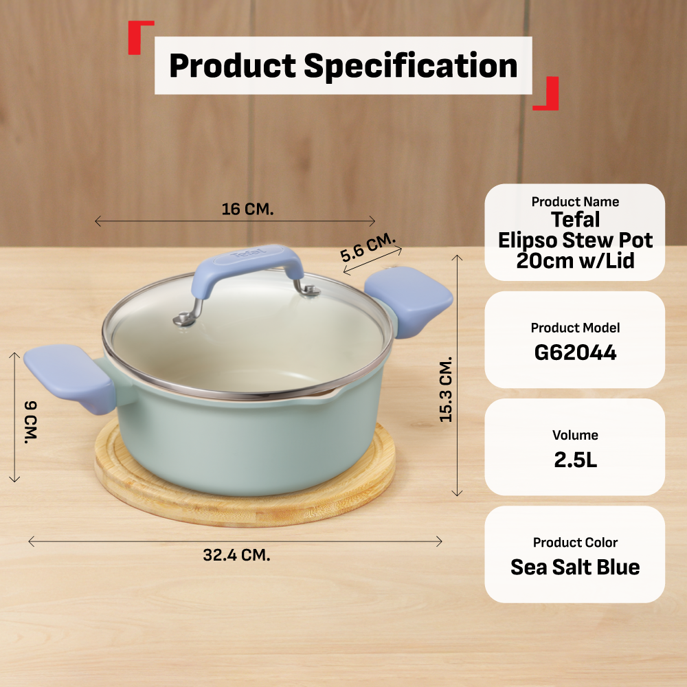 Tefal Elipso Saucepan 18cm w/Lid G62023  / Stew Pot 20cm w/Lid G62044