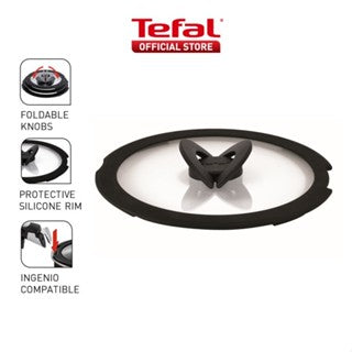 Tefal Ingenio Glass Lid, Hermetic Lid, Multi-diameter Lid 16cm/18cm/20cm/26cm/28cm