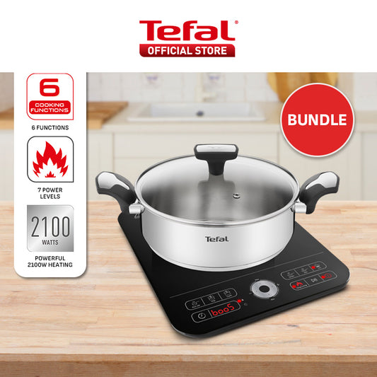 Tefal Express Induction Hob  & Emotion Stainless Steel 24cm Pot Bundle IH7208 +  E30170