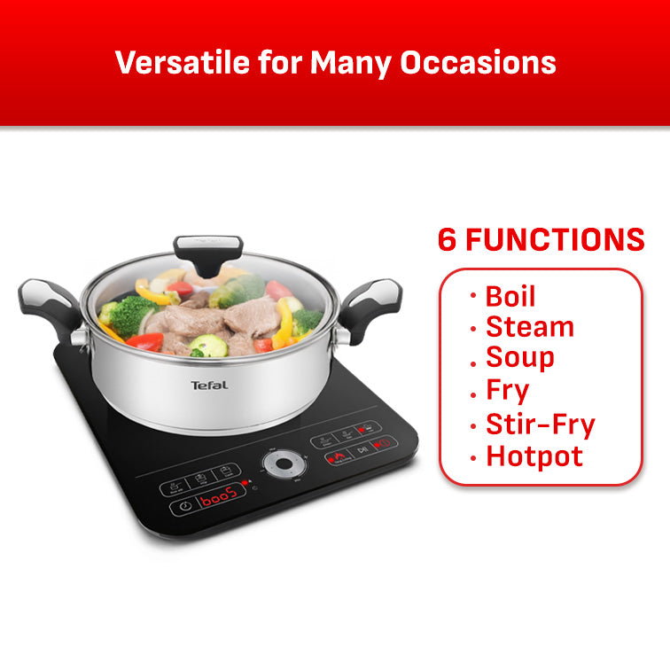 Tefal Express Induction Hob  & Emotion Stainless Steel 24cm Pot Bundle IH7208 +  E30170