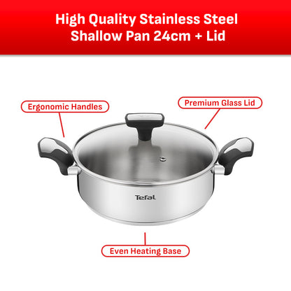 Tefal Express Induction Hob  & Emotion Stainless Steel 24cm Pot Bundle IH7208 +  E30170