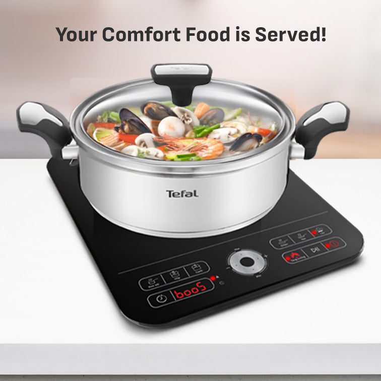 Tefal Express Induction Hob  & Emotion Stainless Steel 24cm Pot Bundle IH7208 +  E30170