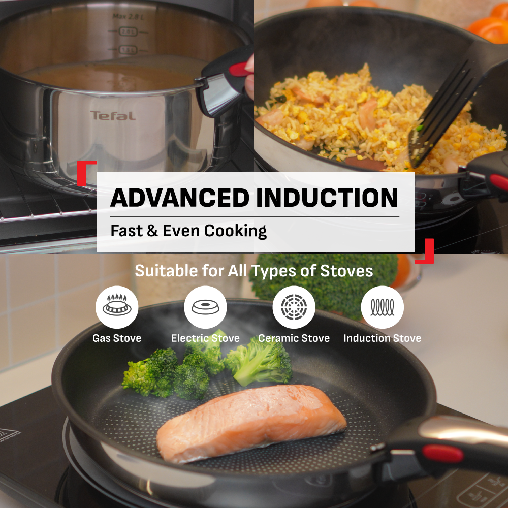 Tefal Ingenio Stainless Steel Sets- Edition (3pc) L897S3/Effective (6pc) L89796/White Gold Edition (8pc) L895S8