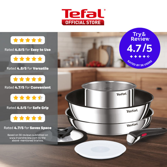 Tefal Ingenio Stainless Steel Sets- Edition (3pc) L897S3/Effective (6pc) L89796/White Gold Edition (8pc) L895S8