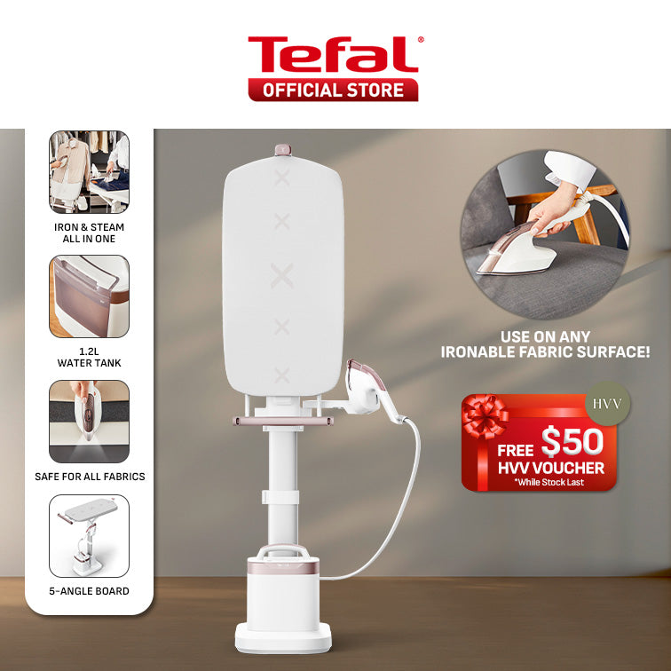 (NEW) Tefal IXEO Vision All-in-One Steaming Ironing Solution Garment Steamer QT1811 - 5 Angle Tilt Board, No Burns