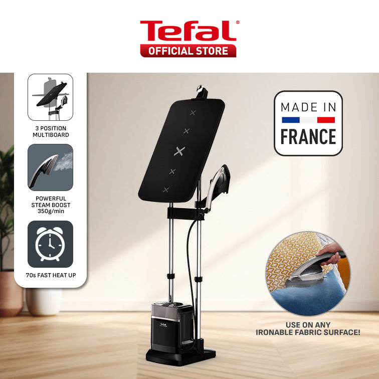 (New) Tefal IXEO Power Garment Steamer QT2028 – 3 Angle Tilt Board, 1.2L Water Tank, Powerful Steam Boost 350g/min