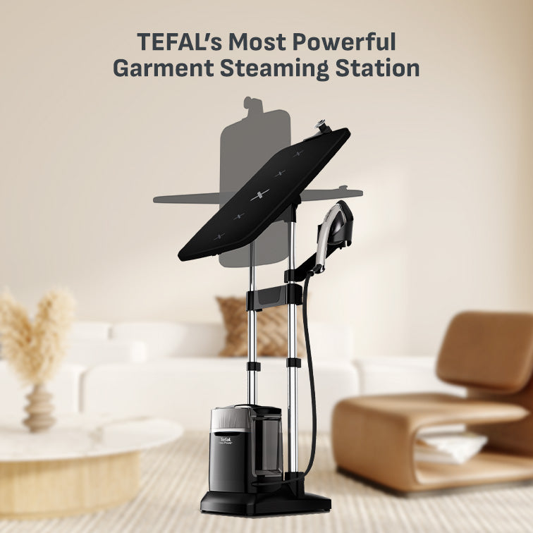 (New) Tefal IXEO Power Garment Steamer QT2028 – 3 Angle Tilt Board, 1.2L Water Tank, Powerful Steam Boost 350g/min