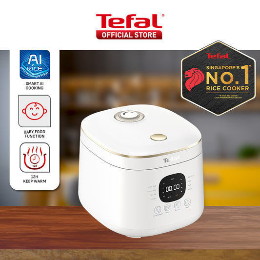 Tefal Mini Rice Mate Fuzzy Logic Rice Cooker 0.7L  8 programmes, AI, removable inner lid, compact, 4 cups RK5151