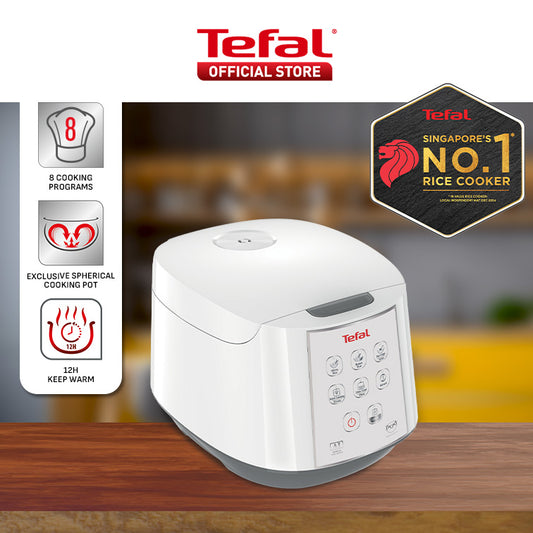 Tefal Easy Fuzzy Logic Rice Cooker 1.8L RK7321  8 Programmes, AI, 4-Layer, Spherical Pot, 10 Cups