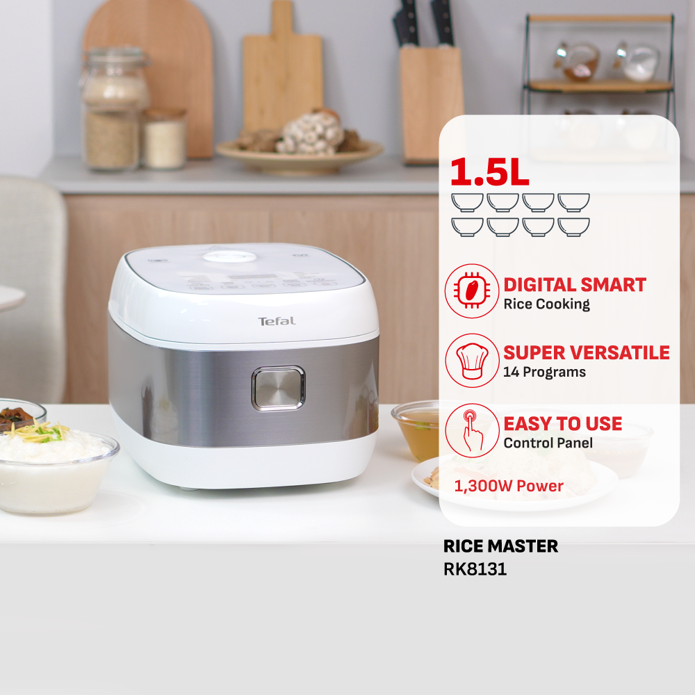 Tefal Rice Master Induction Fuzzy Logic Rice Cooker 1.5L RK8131 ƒ?? 14 Programs, 8 Cups, 1.5mm Ceramic Spherical Pot