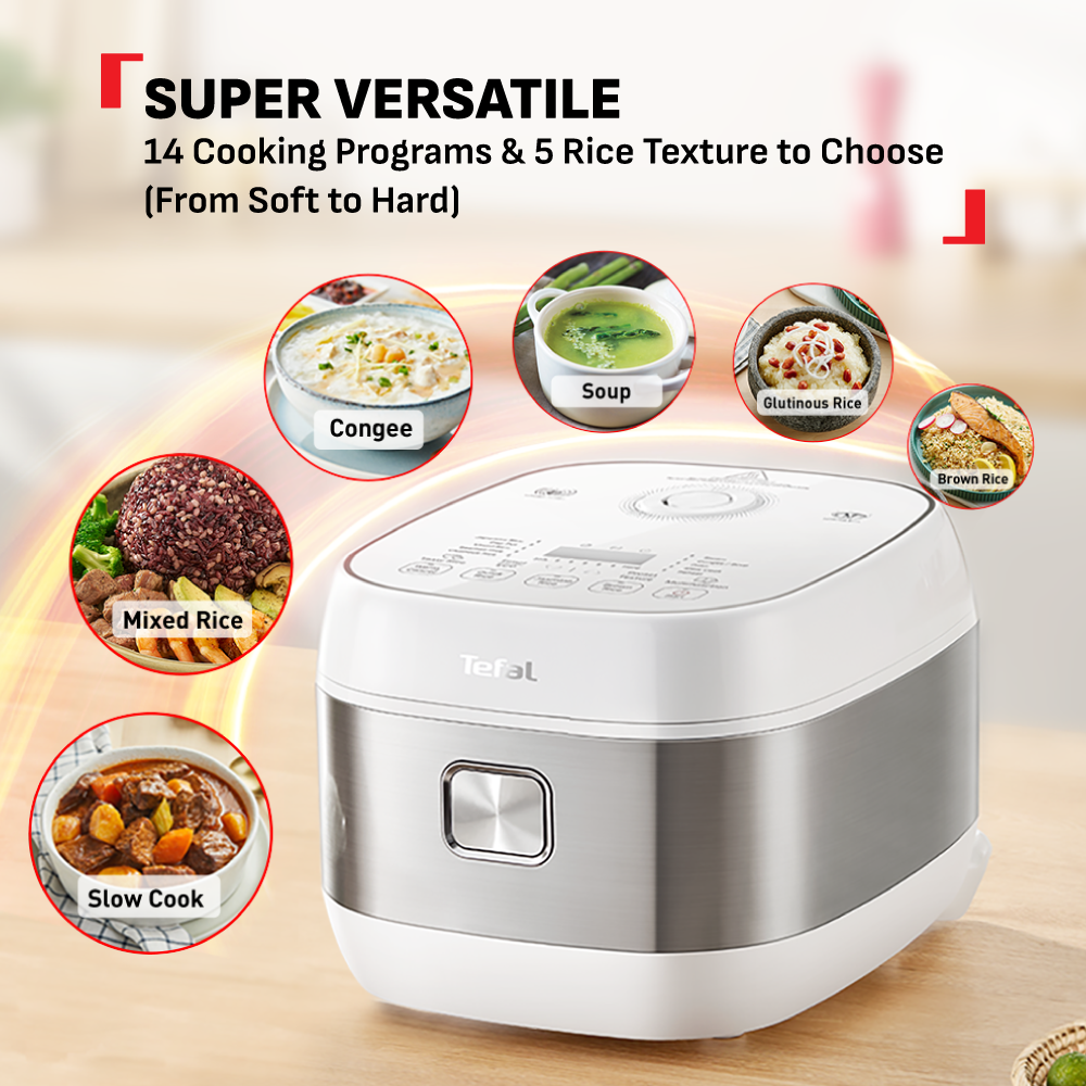Tefal Rice Master Induction Fuzzy Logic Rice Cooker 1.5L RK8131 ƒ?? 14 Programs, 8 Cups, 1.5mm Ceramic Spherical Pot