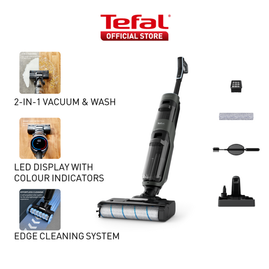 Tefal X-Clean Wet & Dry Handstick Vacuum GF5035 - 2-in-1 Vacuum & Wash, Edge Cleaning, Self-Cleaning, Smart Dirt Detection, LED Display