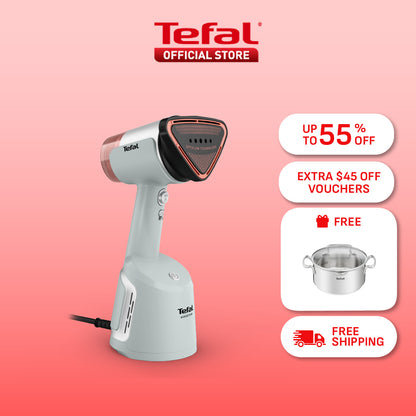 (NEW) Tefal Aerosteam Handheld Garment Steamer DT9814 – OptiFlow Suction Technology, 1400W, 20g/min Steam, 100ml Water Tank, Safe for All Fabrics