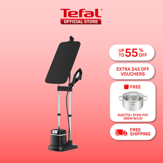 Tefal All-in-One Ironing IXEO+ Garment Steamer QT1510 - Powerful Steam, XL Water Tank, Easy-Carry, Removable Base, Fast Heat-up,?ÿAttached?ÿWheels