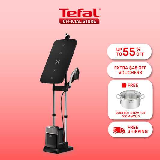 (New) Tefal IXEO Power Garment Steamer QT2028 – 3 Angle Tilt Board, 1.2L Water Tank, Powerful Steam Boost 350g/min