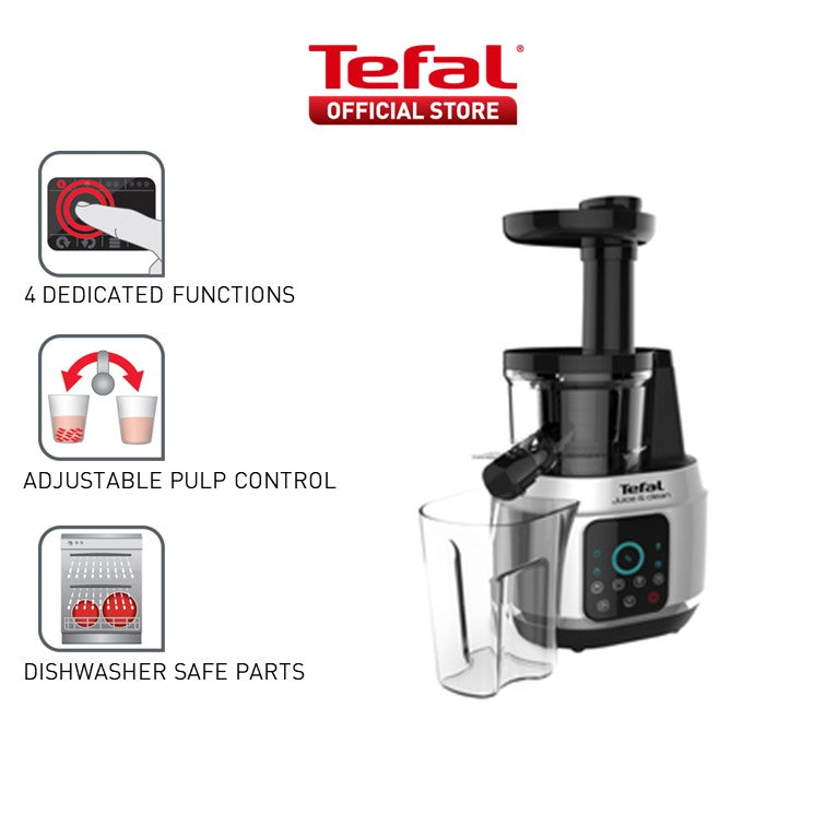 Tefal Juice n Clean Slow Juicer with Plastic & Stainless Steel Filter 0.8L ZC420E