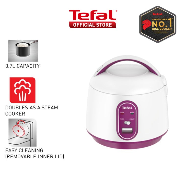 Tefal Mechanical Mini Compact Rice Cooker 0.7L RK2241  2.0mm Non-Stick, Easy to Use, Removable Inner Lid, Effortless Cleaning, 4 Cups