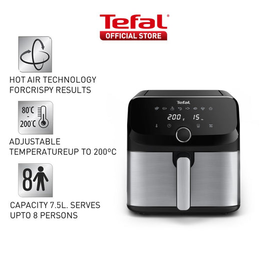 Tefal Easy Fry Mega Digital Air Fryer 7.5L EY855D  XL capacity, compact, 8 preset programmes, energy saving, dishwasher safe