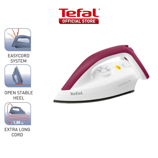 Tefal Durilium Technology Soleplate Easygliss Dry Iron 1.8m 1200W FS4030  Precise Temperature, XL Cord, Indicator Light, Fastest glide