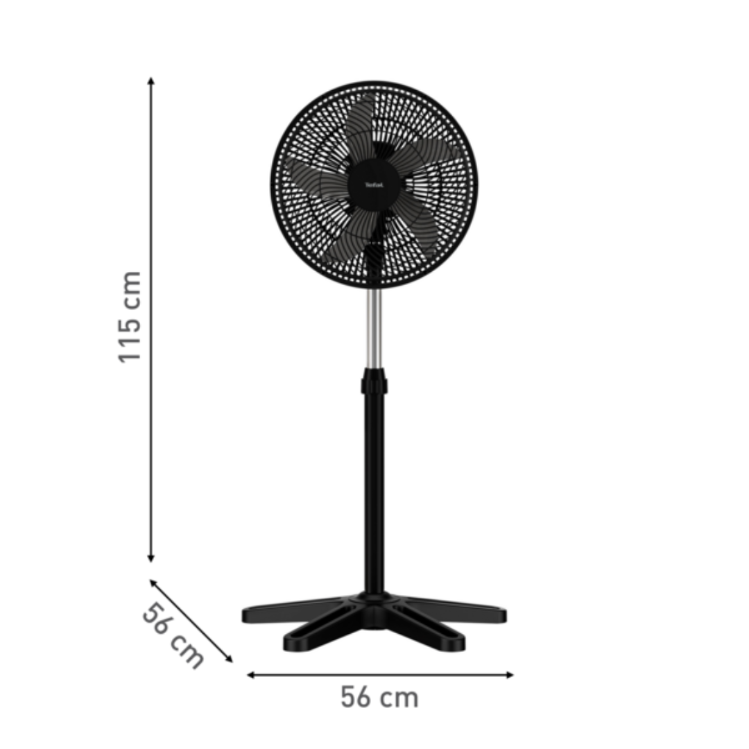 (NEW) Tefal Turbo Essential 15inch Stand Fan VF3110, Powerful, Energy Saving, 3 Speeds, Silent, Adjustable Height