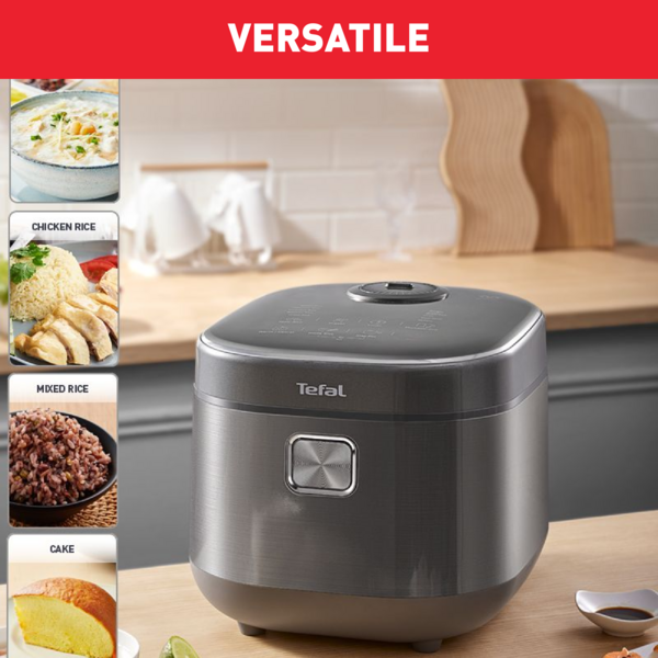 Tefal Rice Master Induction Fuzzy Logic 1.8L Rice Cooker RK818A  14 Programmes, 6-Layer Inner Cooking, User Friendly, Spherical Pot, 10 Cups