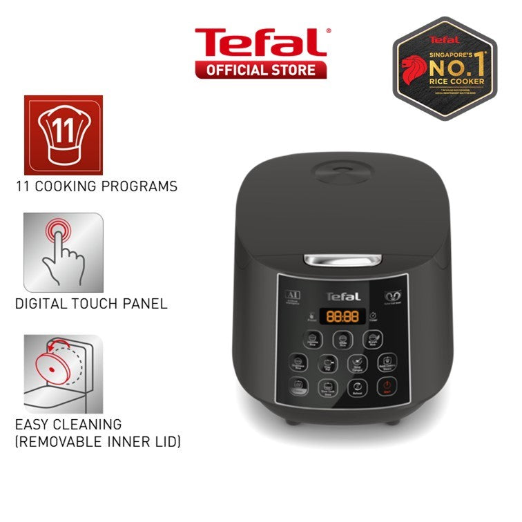 Tefal Easy Plus Rice Cooker 1.8L RK736B - 11 programs, Artificial Intelligence, spherical pot, removeable inner lid, 10 cups