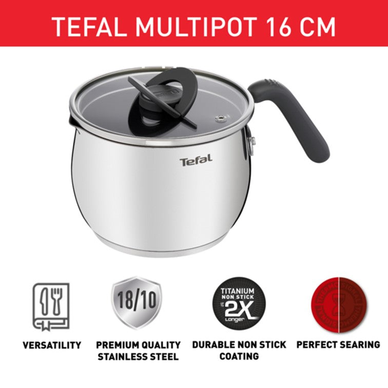 Tefal OptiSpace Stainless Steel 16cm Thermo-Signal Technology Multipot with lid 2.5L G73717