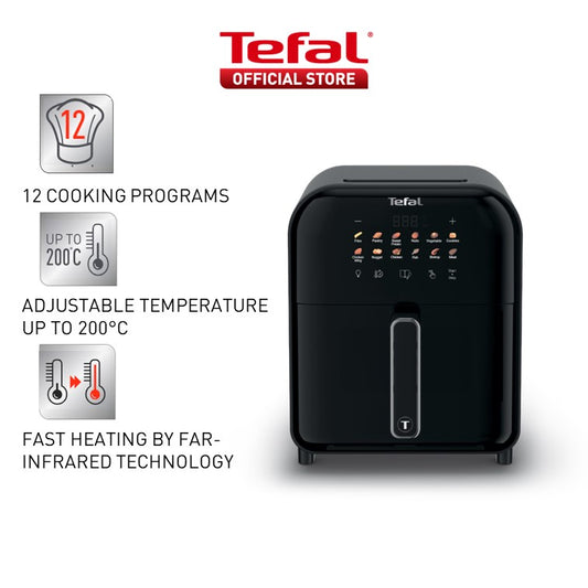 Tefal Easy Fry Far-Infrared Vision Digital Air Fryer with Window 6L EY8218 - 360 consistent hot air, LED touch panel, light-up window