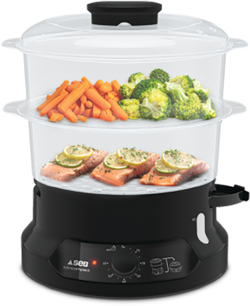 Tefal New Minicompact Steamer (Ultra-Compact Design) 2 Tier 6L VC1398