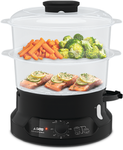 Tefal New Minicompact Steamer (Ultra-Compact Design) 2 Tier 6L VC1398