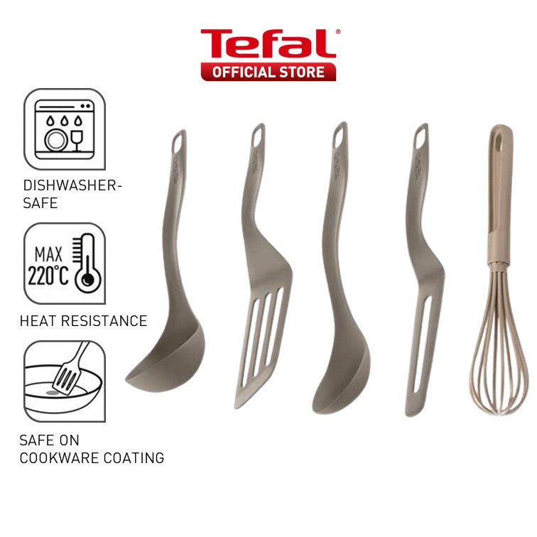 Tefal Fresh Kitchen Tool 5pc Set (Whisk, Ladle, Pancake Spatula, Long Spatula, Spoon) K210S5