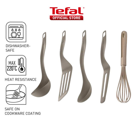 Tefal Fresh Kitchen Tool 5pc Set (Whisk, Ladle, Pancake Spatula, Long Spatula, Spoon) K210S5