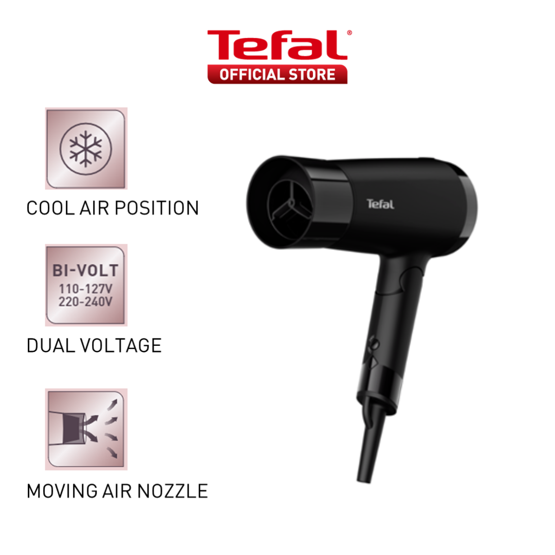 Tefal Express Style Hair Dryer Dual Voltage HV1841 – 110V, 220V, 1900W, Ultra Light, Moving Air Nozzle, 2 Speeds