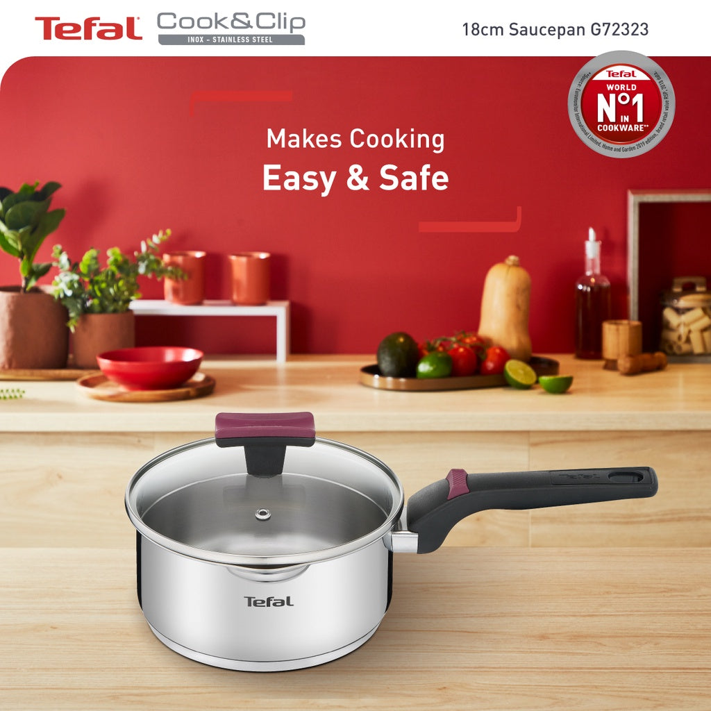 Tefal Cook & Clip Stewpot, Saucepan with Lid 18cm/24cm