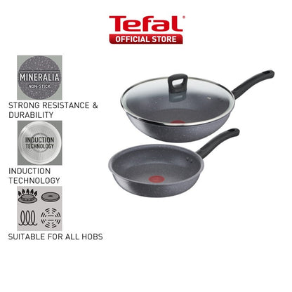 Tefal Cook Healthy 3pcs Set Frypan 24cm + Wokpan 28cm w/lid G134S3