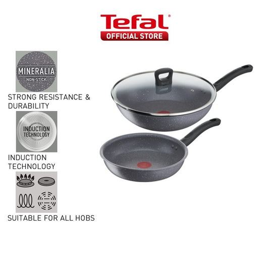 Tefal Cook Healthy 3pcs Set Frypan 24cm + Wokpan 28cm w/lid G134S3